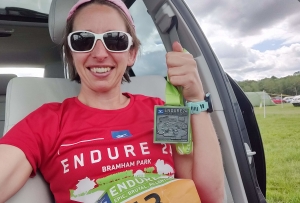 Finished! Gemma Scougal with her medal after completing 65miles (13 laps) at Endure24 2019 Leeds