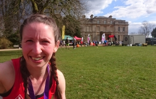 Gemma Scougal outside Normanby Hall, Scunthorpe after completing The Night of the Supermile