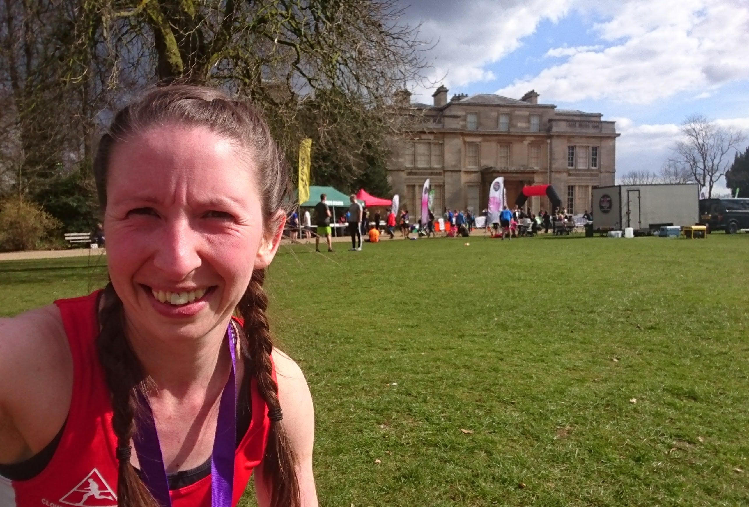 Gemma Scougal outside Normanby Hall, Scunthorpe after completing The Night of the Supermile