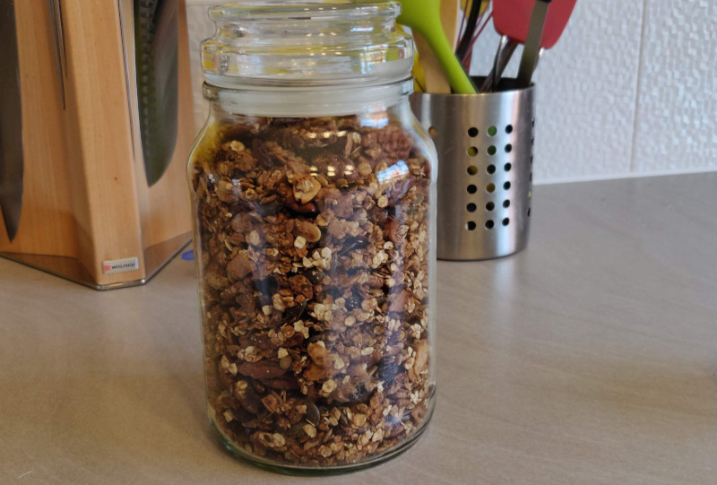 Granola in its container